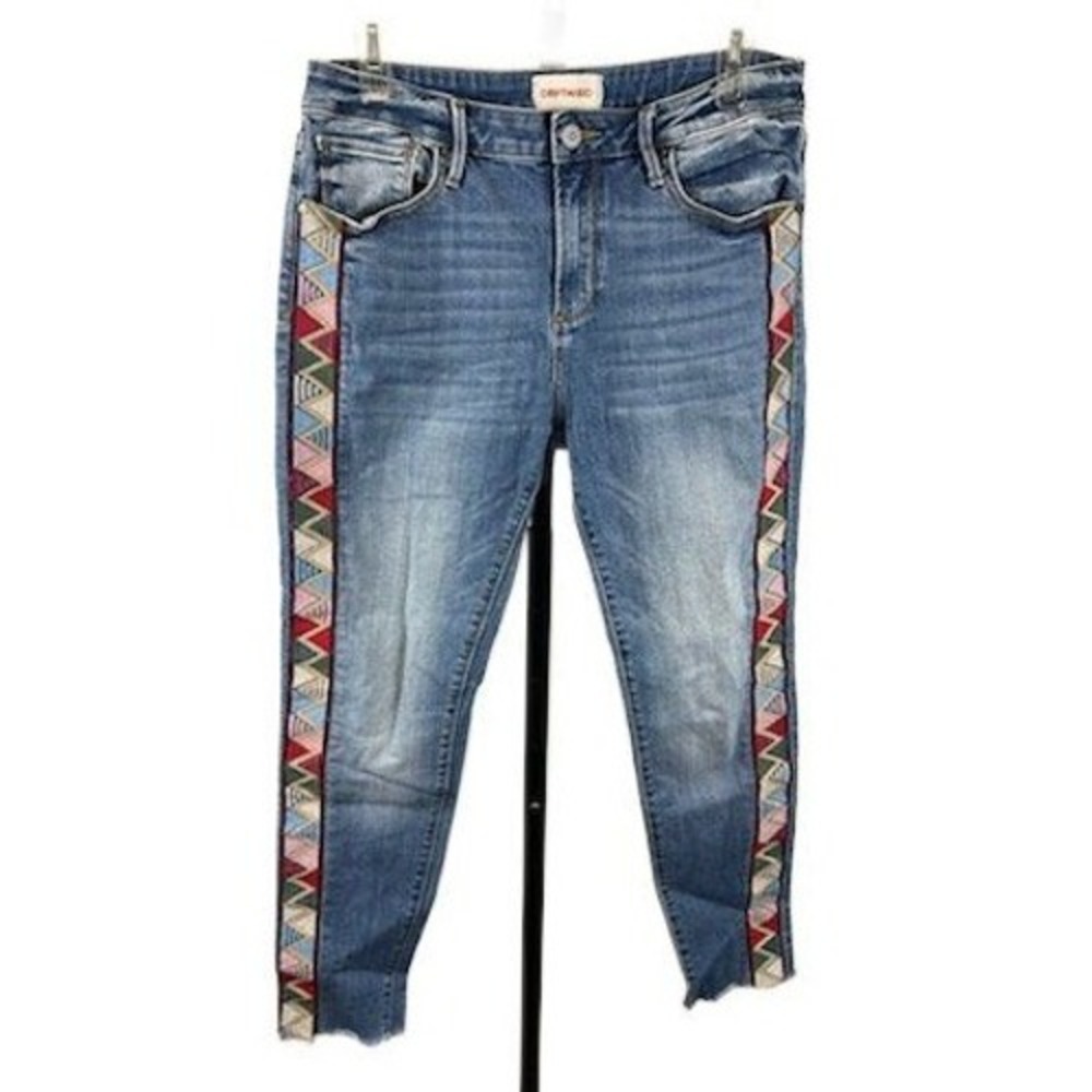 Driftwood Jackie Jeans‎ Womens Blue Embroidered Side Detail Denim Size 29
